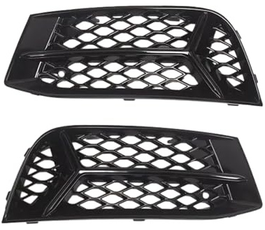Riloer Rejilla central de malla de panal para parachoques delantero, 2 unidades, acabado negro brillante, compatible con Audi A3 Sedan 2017-2020, 8V5807681AA 8V5807682AA