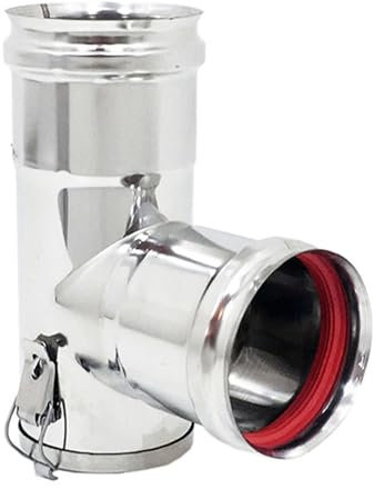 ALLINOX Raccordo a Tee Acciaio INOX Con Ispezione Bassa T 90° Codino Femmina Canna Fumaria Con Tappo Per Stufa a Legna o Pellet (DN 80)