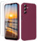 YXKJ - Coque pour Samsung Galaxy A15 5G/A15 4G, avec 2 Verre trempé Protection écran, Housse de Protection en Silicone Souple, Etui Toucher de Peau Fin et Liquide - Violet Prune