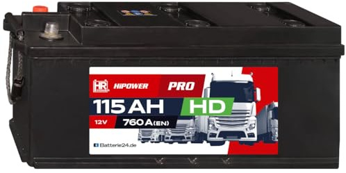 HR LKW Batterie 12V 115Ah 760A/EN HD Starterbatterie kompatibel mit Nutzfahrzeug, Busse oder schwere Einsatzfahrzeuge, extrem rüttelfest, verschlossen, Schlepper, PKW