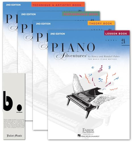 Piano Adventures Level 2A Learning Library Set By Nancy Faber - Lesson, Performance, Theory, Technique & Artistry Books & Juliet Music Bookmark