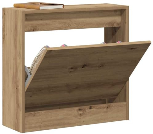 vidaXL Shoe Cabinet 60 x 21 x 57 cm Engineered Wood Artisan Oak | Perfect for snug spots, Built to last with engineered wood, Chic design that upgrades your decor