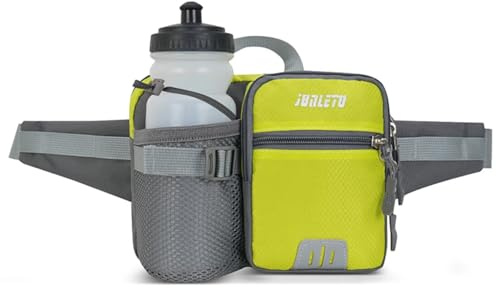 ROSSRORE Waterproof Dog Walking Bumbag for Ladies with Water Bottle Holder Multi-Pockets | Unisex Dog Walking Hiking Travel Running Waist Bag (Adjustable 12-46) Lime Green