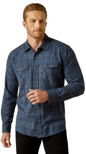 ARIAT Holland Retro Fit Mens Long Sleeve Western Shirt - Navy Blue