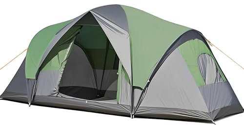 10 Personen Camping Zelt Wasserdicht – 2 Räume Familienzelt mit Trennvorhang, 450×213×183cm, Projektor-kompatibel, Gute Belüftung, Tragetasche inklusive