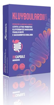 Fermenti Lattici Probiotici per Benessere Intestinale – Saccharomyces Boulardii + Kluyveromyces Marxianus Fragilis – Supporto Flora Batterica – Senza Glutine e Lattosio – 20 Capsule – Made in Italy