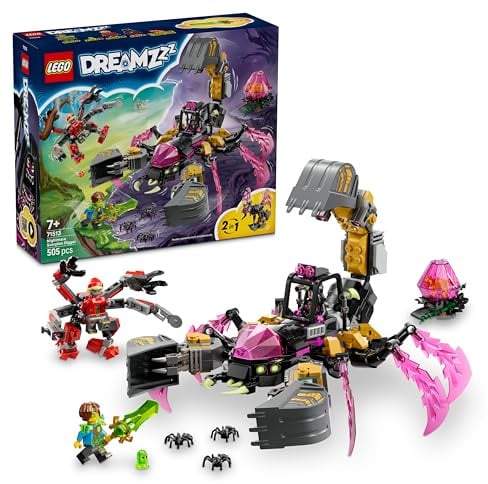 LEGO DREAMZzz 2 in 1 Scorpione Escavatore Giocattolo - Trasformabile in Figura di Vespa - con 3 Minifigure e Creatura del Tesoro Arancione da Collezione - Regalo per Bambini da 7 Anni in su - 71513