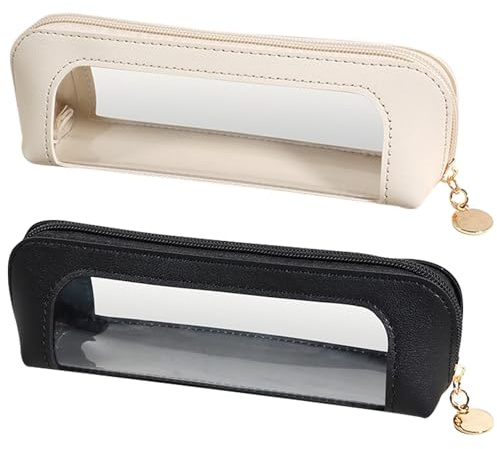 MLPKOI 2 pcs Kosmetiktasche Transparent, PU Mini Make up Bag Reise wasserdichte Kulturbeutel Transparente Make-up-Pinseltasche für Reise Alltag und Handgepäckkontrolle