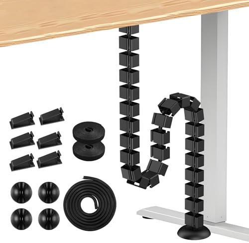 Mimoke Cable Management Slim Line Longitud: 1290mm Tubo de cable Gestión de cables con montaje de tornillos Organizador de cables modular (Negro)
