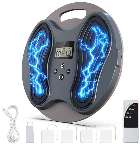 Medic Durchblutungsstimulator Beine für Füße – EMS Fußmassagegerät & Elektrisches TENS Massagegerät für Neuropathie, Plantar-Fasziitis, Muskelmüdigkeit & Schmerzen, Fußmassage Stimulator mit 4 Pads