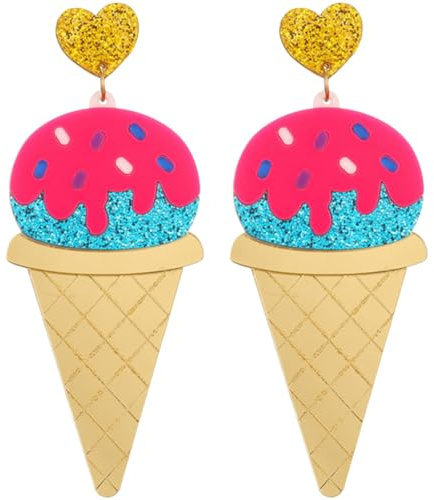 Supvox Eis Ohrringe Tropfen aus Langlebigem Harz für Teenager Mädchen Süßer Ohrschmuck für Geburtstag Festival