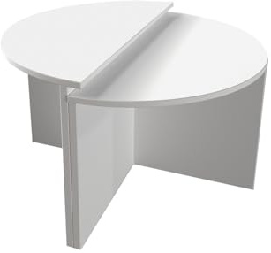 Modern White Coffee Table Set (2 Pieces), 100% Melamine Coated, 18mm Thick | First Table: 70x51.8x38 cm, Second Table: 70x47.5x35 cm | Stylish & Functional Design for Contemporary Living Spaces