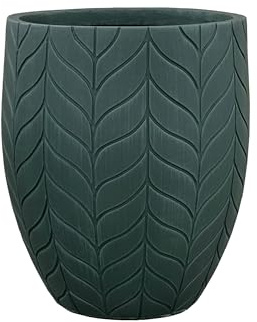 Provencelia Essence Pflanzgefäß Beton Ø 54 x H 60 cm Dunkelgrün — Pflanzkübel groß frostbeständig handgefertigt recycelter Faserbeton Pflanzkübel Garten Terrasse Balkon