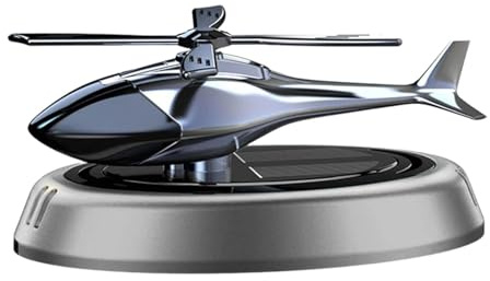 FashionCha Auto Duftspender Solar Parfümduft Helikopter Modell Aluminiumlegierung Schreibtischdekoration Ätherisches Öl Diffusor für Auto Wohnzimmer Schlafzimme, GRAU