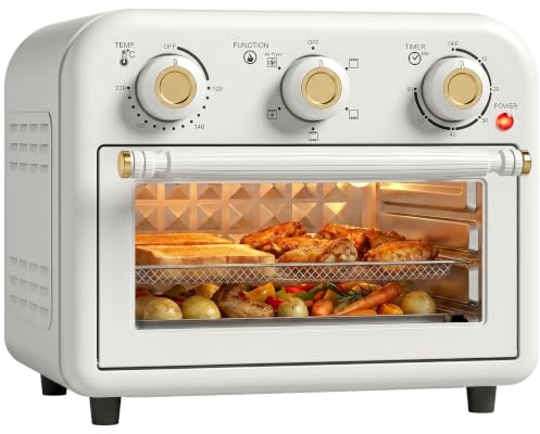 HOMCOM Four Friteuse à Air Chaud 12L 1200 W Plaque de Cuisson Acier Crème