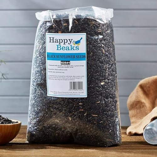 Happy Beaks Black Sunflower Seeds Wild Bird Food (4kg) High Energy and Oil Content Premium Feed
