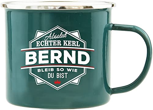 History & Heraldry Echter Kerl - Emaille Becher Bernd - individuelle und personalisierte Tasse mit Name und Spruch