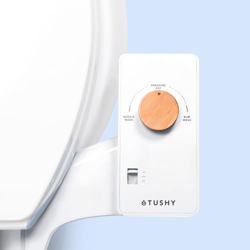 TUSHY Classic Bidet WC Aufsatz - Modern Sleek Design - Frischwasserspritze - Nicht elektrisch selbstreinigende Düse Bambus/Weiß
