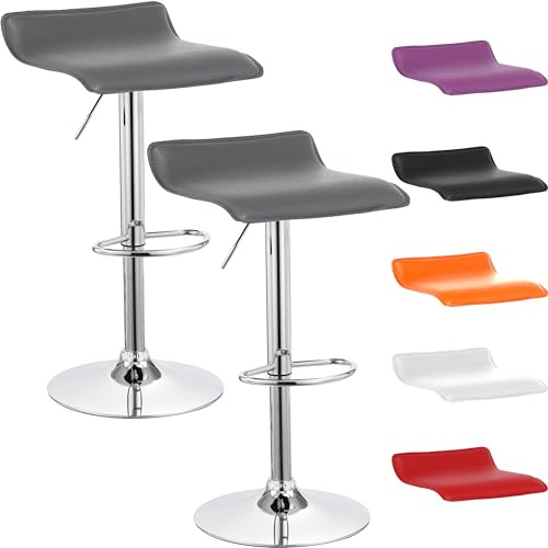 Beltom® 2er Set Barhocker Küchenhocker Barstuhl Tresenhocker Loungesessel Stuhl - Wave - X2-Grau