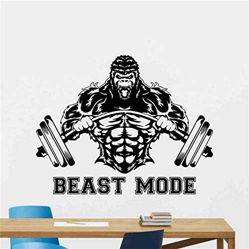Wandtattoo Schlafzimmer Beast Mode Zeichen Gorilla Barbell Sticker Gym Poster Spielzimmer Fitness Center Gym Sportraum