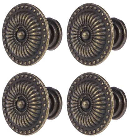 IMIKEYA 4 pcs Vintage Handles Classic Antique Brass Simple European Style Single-Hole Knob for Cupboard Cabinet