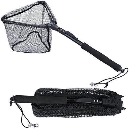 Sougayilang Fischkescher, Fischkescher, faltbar, zusammenklappbar, Teleskopstange, strapazierfähiges Nylon-Material, sicheres Fangen oder Freigeben von Fischen, BDJ75 cm