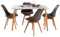Home Source White Kitchen Dining Table Set 4 Padded Grey Chairs Wooden Legs, 120cm Table