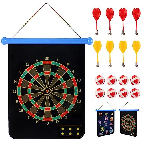 deAO Doppelseitiges Magnetic Dartscheibe Spielset für Kinder mit 8 Magnetpfeile und 8 klebrige Kugeln - ideal für Kinder, Jugendliche und Erwachsene