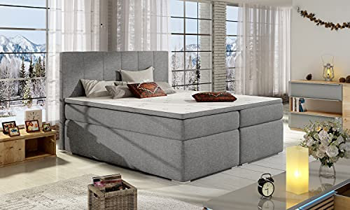 All4All Boxspringbett Bali III Polsterbett Bett 180x200cm mit Bettkasten Toper Gewebe Kunstleder Möbel 23 (Sawana21)