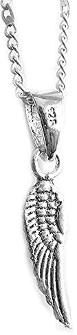 Spirit of Avalon Flügel Engel mit Kette, Feder Halskette, Schmuckanhänger in 925 Sterling, Silber mit Kette, Glücksbringer, Charm, Damen Schmuck, Freundschaftskette, sunje