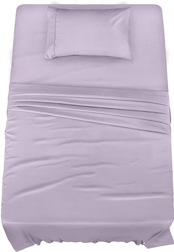 Utopia Bedding Set di lenzuola doppie – 3 pezzi – microfibra spazzolata – termoretraibile e resistente allo sbiadimento – facile da pulire (doppio, lavanda)