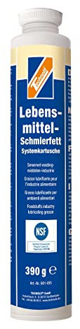 TECHNOLIT Lebensmittel-Schmierfett Systemkartusche 390g, Schmiermittel, Universalschmierfett, für Wälz- und Gleitlager