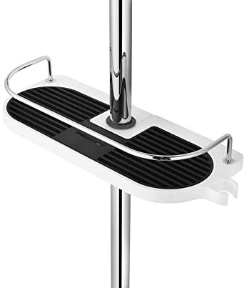 Étagère de Douche de ELBE sans perçage, Organiseur de Salle de Bain, 19mm - 25mm, corps ABS et Garde-corps en acier inoxydable