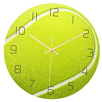 perfk Moderne Sport-Wanduhr, 30,5 cm, leise Wanduhr, batteriebetrieben, Schlafzimmer, Dekoration, Geschenk, Tennis