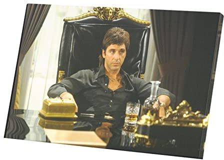French Unicorn Scarface Tony Montana Trone Wandbild auf Leinwand, 40 cm x 61 cm
