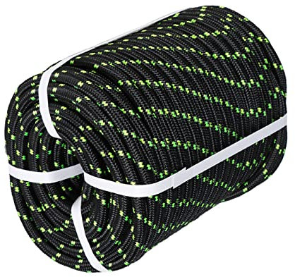1/2In x 200FT Arborist Bull Rope Double Braid Polyester Rigging Hoisting Line High Strength Tree Rope,Black & Green