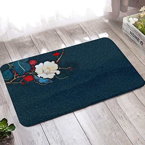 Tür Teppich, Fußmatte Außen 60X180cm Weiß Rot Blau Blumen Muster für Wohnzimmer Schlafzimmer