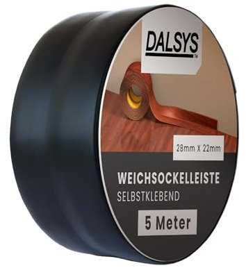 Dalsys 5m Plinthe souple autoadhésive noir, profilé finition PVC pour joints