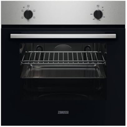 Zanussi ZOHNB0X2 Horno Multifunción, 5 funciones, Reloj programador electrónico, Limpieza fácil, Mandos Fijos, Display LED, Antihuellas, Inox, Clase A, 65 Litros