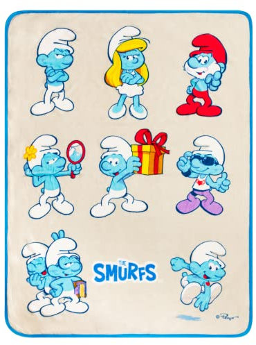 Franco Collectibles Smurfs Bedding Superweicher Micro-Raschel-Überwurf, 116,8 x 152,4 cm, offizielles Lizenzprodukt