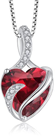 FJ Unendlichkeit Juli Geburtsstein Kette Damen 925 Sterling Silber Herz Rubin Anhänger Halskette Schmuck Geschenke für Damen Frauen Mutter Freundin Mama