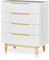 KHG Kommode mit 4 großen Schublade im Scandi-Look, Sideboard aus Holzwerkstoff weiß lackiert, Gestell & Akzente aus massiver Kiefer Natur - 80 x 95 x 38 cm (B/H/T)