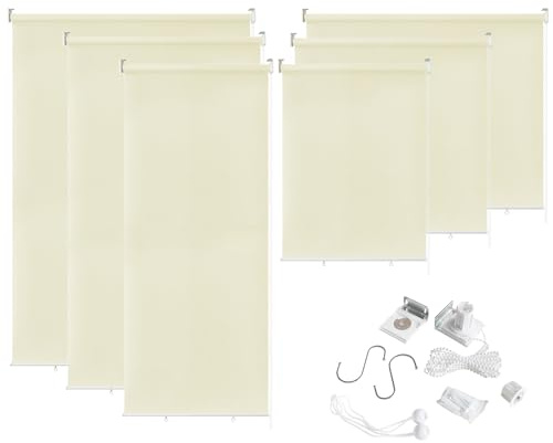 YUENFONG Senkrechtmarkise Außenrollo Vertikalmarkise Rollo Balkonrollo Sichtschutz Sonnenschutz für Außen, Balkon, Garten, 180 x 240 cm, Beige