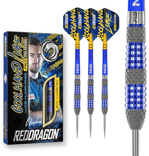 RED DRAGON Luke Humphries TX2 Atomised 22 Gramm Premium Wolfram Steeltip Dart Set mit Flüge und Schäften