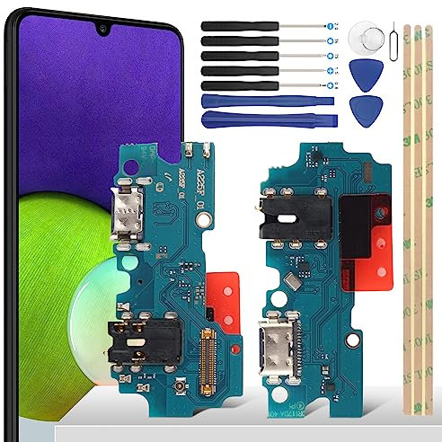 YHX-OU 6.4'' Ladebuchse Für Samsung Galaxy A22 4G SM-A225F SM-A225F/DS SM-A225M SM-A225M/DS Dock Connector Port Charger LadePort Mikrofon Audio Jack Flex Kabel + Installationswerkzeug