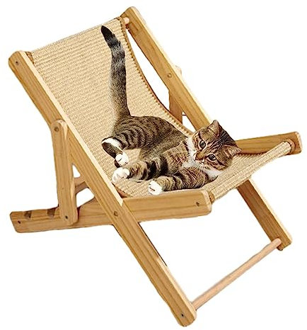 PW TOOLS Hochbett für Katzen, Katzen Sisal Stuhl, 4 Gang Verstellbarer Katzenstuhl Lounge, Katzen Liegestuhl, Erhöhter Katzenstuhl, Katzen Hochbett, Katzen Hängemattenbett, Tragfähigkeit 10 kg