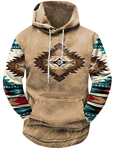 KONG JIMFAN Sweatjacke Herren Mit Kapuze Mit Kordel Hoodie Lässige Herren Kapuzenpullover Y2k Pullover Hoodie Men's Thickened Hoodie Vintage Pullover,Khaki,4XL