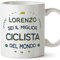 Mugffins Tazza Personalizzata in ceramica per CICLISTA uomo 11 oz / 350 ml - In italiano - Migliore del Mondo - Idea regalo per compleanno, anniversario, natale, laurea