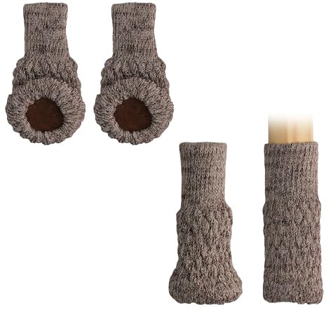 kwmobile 4x Stuhlsocken aus Acrylgewebe - weiche Stuhlbeinkappen für Stuhl Tisch oder Sofa - elastische Stuhlbeinschoner - Schutzkappen Stuhlgleiter in Beige