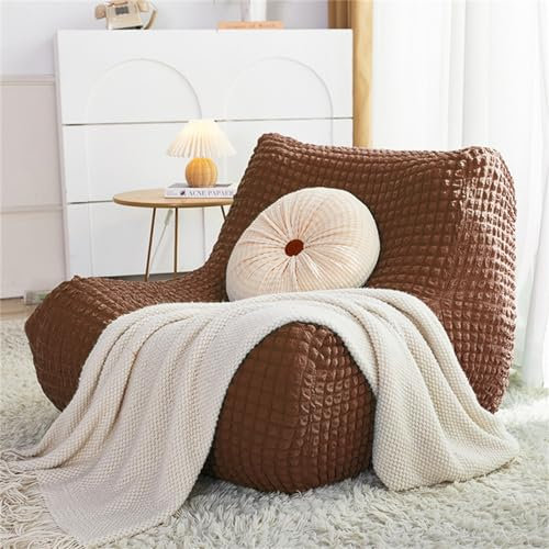 Mateju Stretch Lazy Sofabezug 1 Sitzer Sofabezug ohne Armlehnen Sofahusse Schonbezug Jacquard Weicher Sofa Überzug Sofaüberwurf Sofaschoner Hund Katze Sofaschutz - 17 Farben (Braun,1-Sitzer)